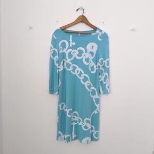 Lilly Pulitzer Dress Women's Size Small Blue Chain Jonah Blue Posh Ponte
